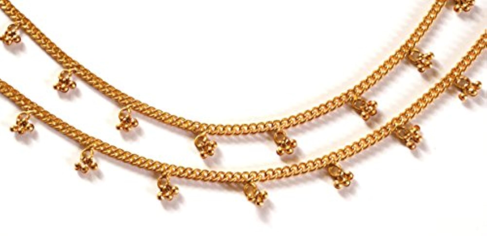 Women's Gold Metal Alloy Panchaloha Anklets with Beads