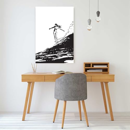 Tableau surfeuse longboard déco chic - Toile imprimée 60x90