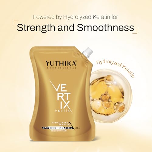 Image of Yuthika Professional Vertix Smoothing Cream 500ml | Hair Smoothing Cream | Frizz Control | Deep Conditioning | Hydrolyzed Keratin | Silky Shine | Professional Hair Care 500ml