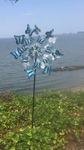 RiverView Enterprise Butterfly Wind Spinner Garden Ornament - Metal Wind Spinner for Outdoor Yard and Garden Decor Double Twirl Ornament