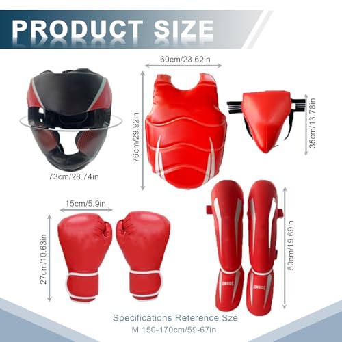 Image of Taekwondo Boxing Gear Set, Karate Sparring Gear Set Height Youth or Adults, Martial Arts Shin Guards /Chest Rib /Headgear /Mouthguards Guards Protective Gear Set