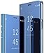 Urhause Espejo Funda Compatible con Samsung Galaxy A10S Carcasa Case Mirror Slim Transparente Clear View Duro PC Cuero PU Protectora Ultrafina Cover Libro Tapa Flip Case Plegable Cubierta,Azul