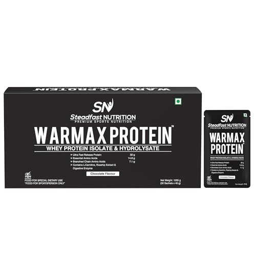 Image of Steadfast Nutrition Warmax Whey Protein Isolate & Hydrolysate Powder 32G Ultra Fast Release Protein (Chocolate 30 Sachets, 1200g)