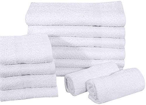 Gold Textiles 12 Pack White Economy Cotton Blend 15X25 Inches Basic Hand Towels- Gym Towels (1 Dozen) #TOP6