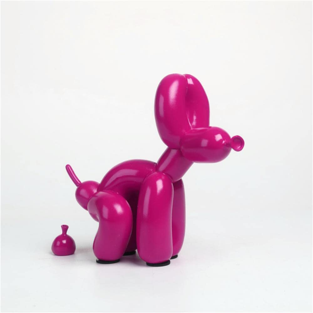 MANQILE 22 cm Globo Perro Estatua Resina Animal Escultura decoración del hogar Globo Perro Resina artesanía Oficina Decoración Azul Rojo