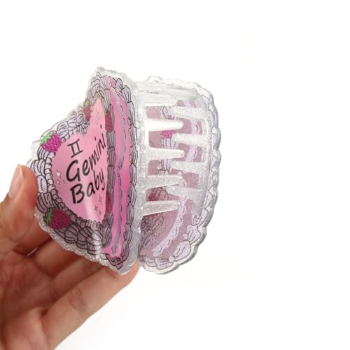 Gemini Baby Hair Claw, Personalized Acetate Hair Clip, 7cm/2.75in, Pink and White