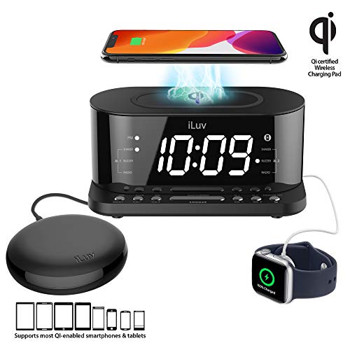 iLuv Time Shaker 5Q Wow Qi-Certified Wireless Charging Alarm Clock with Vibration Shaker