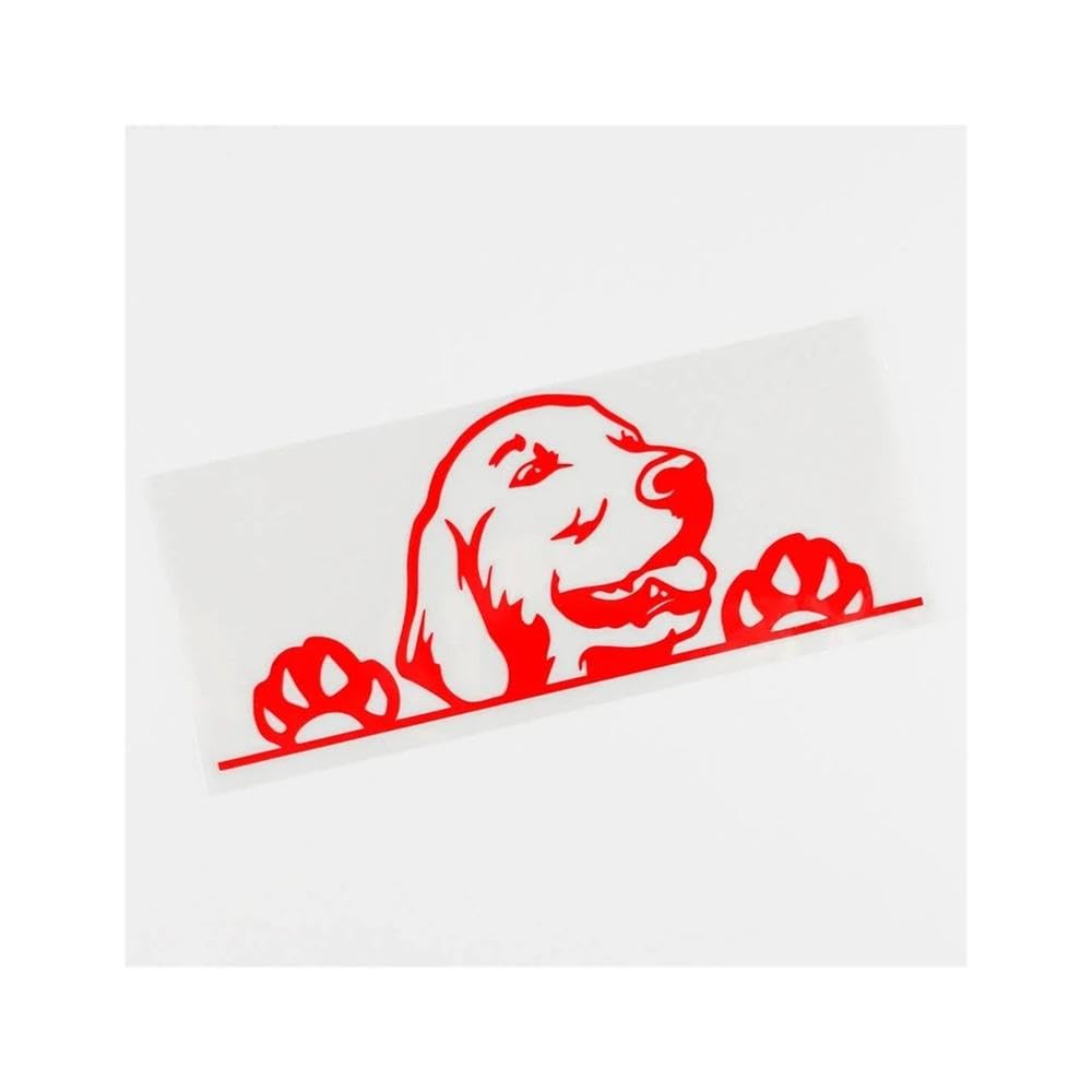 Creative Golden Retriever Dog Peeking Rear Window Stickers On Motorcycle Car Accessories Products(Red,15CM)