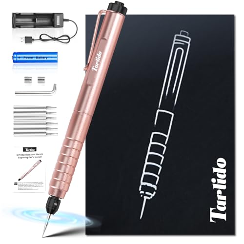 Image of Tarlido Engraving Pen, USB Rechargeable Cordless Rotary Tools, Professional Mini Carving Machines Portable DIY Engraver Machine for Metal to Wooden, Glass, Jewelry-Rose Gold