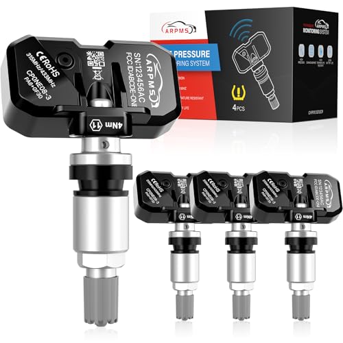 TPMS Sensor, 315/433 Mhz 4-Pack Tire Pressure Monitoring Sensor Compatible for Ford F150 F250 F350 Focus Fusion Escape Replace# 9L3Z1A189A, DE8T1A180A, DE8T1A180AA