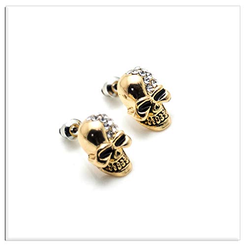 Xusamss Punk Body Piercing Earrings Crystal Skull Stud Earrings2
