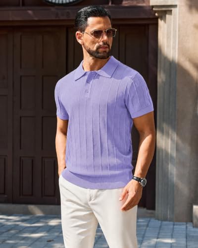 Camiseta polo tejida para hombre J.VER, manga corta, textura suave y transpirable, ideal para uso diario, ocasiones informales de negocios, actividades al aire libre y golf miniatura 3