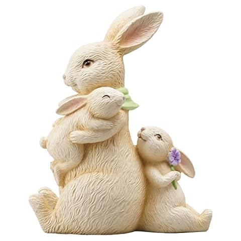 Newman House Studio Easter Decorations Family Bunny Figurines Spring-Decor - Resin Sitting Bunny Mom with Kids Tabletop Decorations for Home Farmhouse 3.5 * 1.5 * 4.5 inch Cover