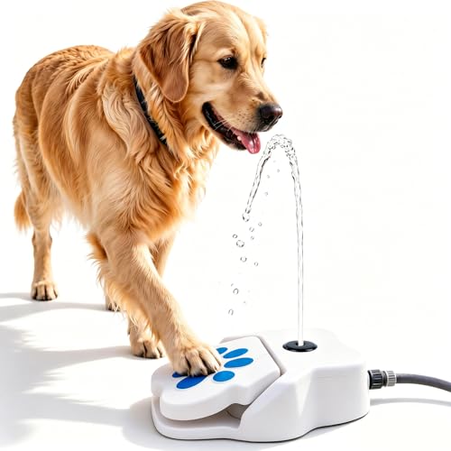 Step On Dog Water Fountain Paw Activated Outdoor Dog Sprinkler Water Dispenser Pet Drinking Fountain Tool-Free Connect to Garden Hose Fun Cooling Water Toy for Dogs Summer Yard