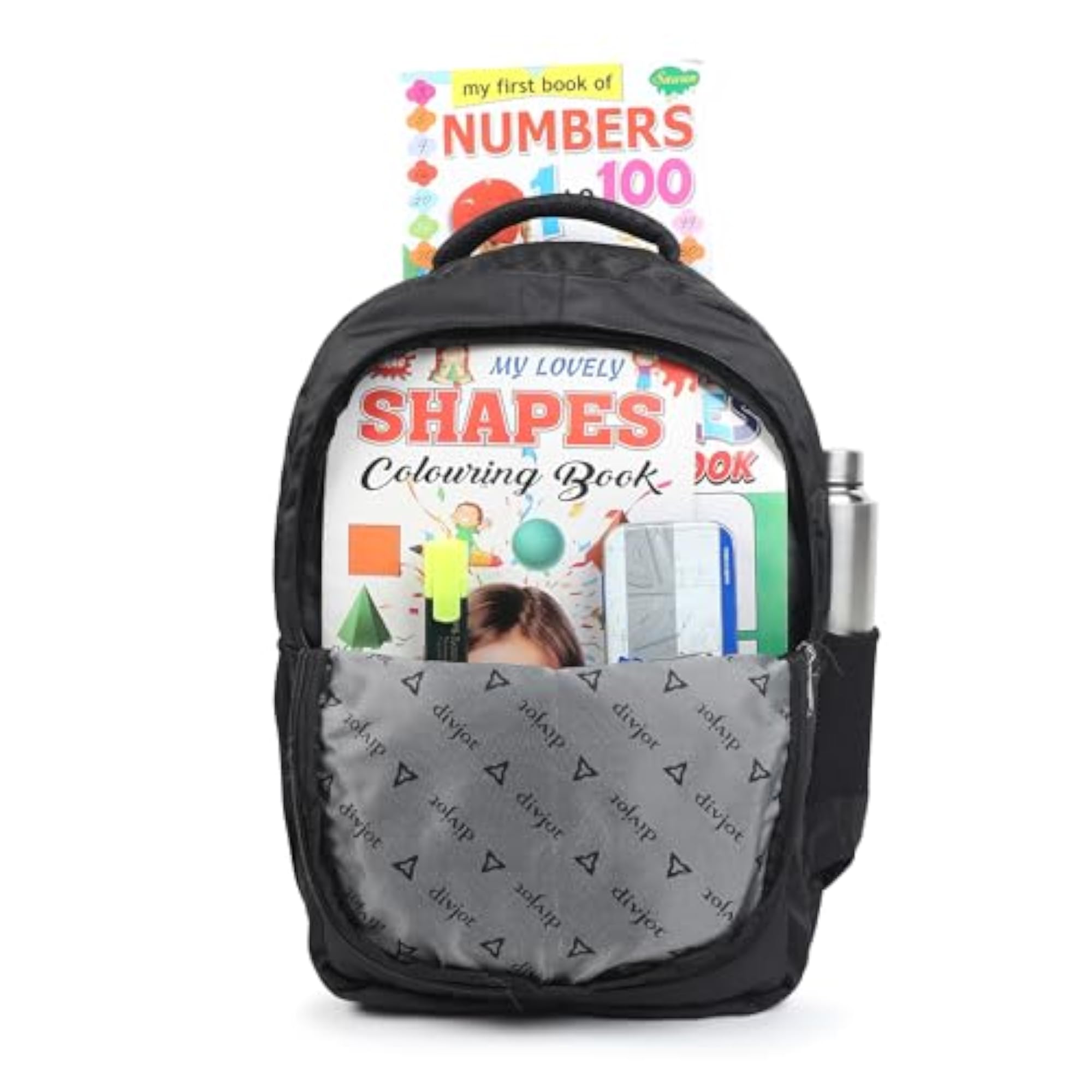 Durable Stylish School Bag with 3 Compartments, Black