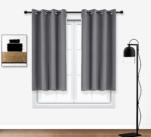PI Blackout Curtain Panel 63 Inches Long,Sound Reducing Thermal Insulated Light Blocking Grommet Window Curtains for Living Room/Bedroom 1 Panel (Dark Grey, W52XL63)