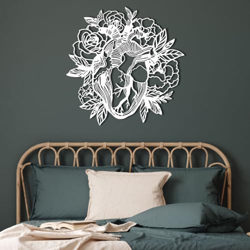 Décoration murale en métal cœur et rose blanche cadeau idéal maison - 2