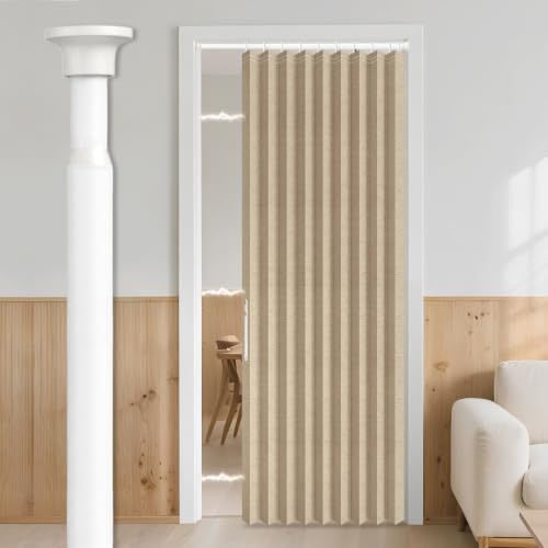Image of AJAZZ Blackout Door Curtains with Curtain Rods Adjustable 28-39 inch Long Magnetic Door Curtain Blackout Curtains for Bedroom, Doorway Curtain Sets (1 Pack, 42 W x 78 L, Brown)