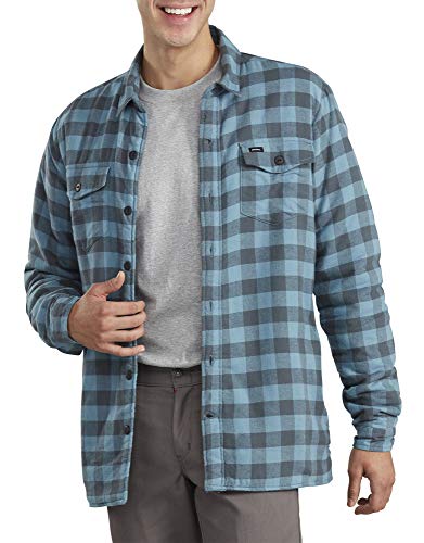 Dickies 67 Collection - Flannel Shirt Jacket with Sherpa Lining Rinsed Blue Buffalo Plaid XL