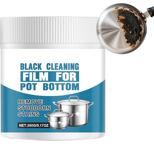 Pâte de dissolvant de résidus brûlés puissante pour casseroles, nettoyant anti-rayures en acier inoxydable 260G, film de nettoyage noir pour fond de casserole, dégraissante robuste (1 pièces)