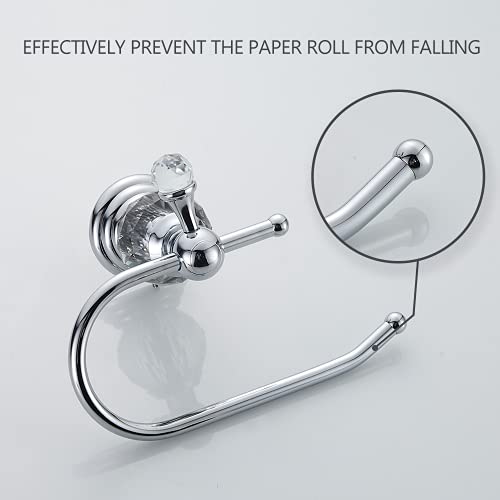 WOLIBEER Crystal Toilet Paper Holder, Polished Chrome Tissue Paper Holder Silver Bathroom Toilet Roll Hanger Wall Mounted Brass
