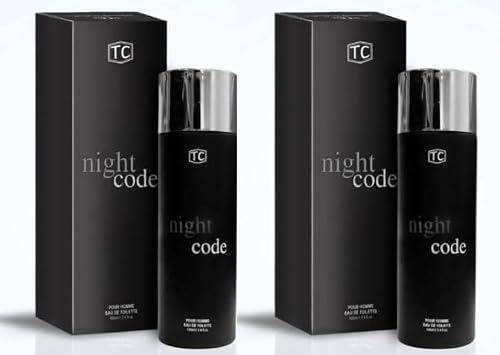 Viaan Krishna NIGHT CODE (Cologne for Men Eau De Toilette 3.4oz/100ml, Natural Spray, Long Lasting (NIGHT CODE) (2 PCS))