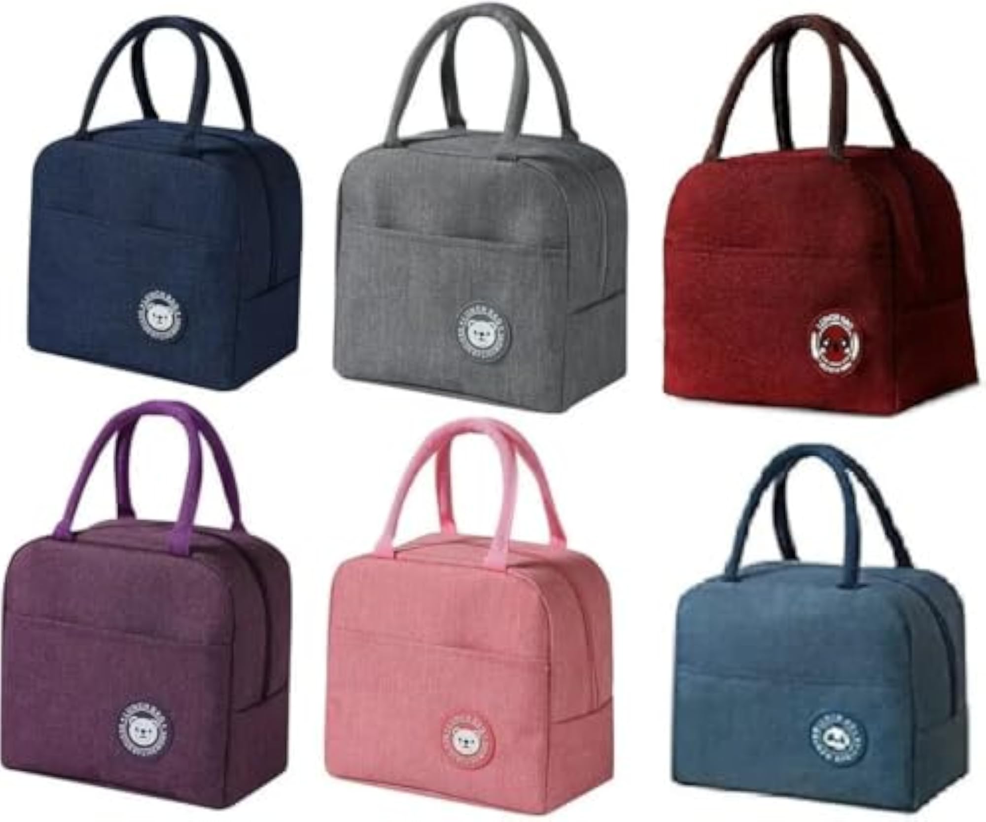 Insulated Lunch Bag, Reusable Tote with Panda Patch