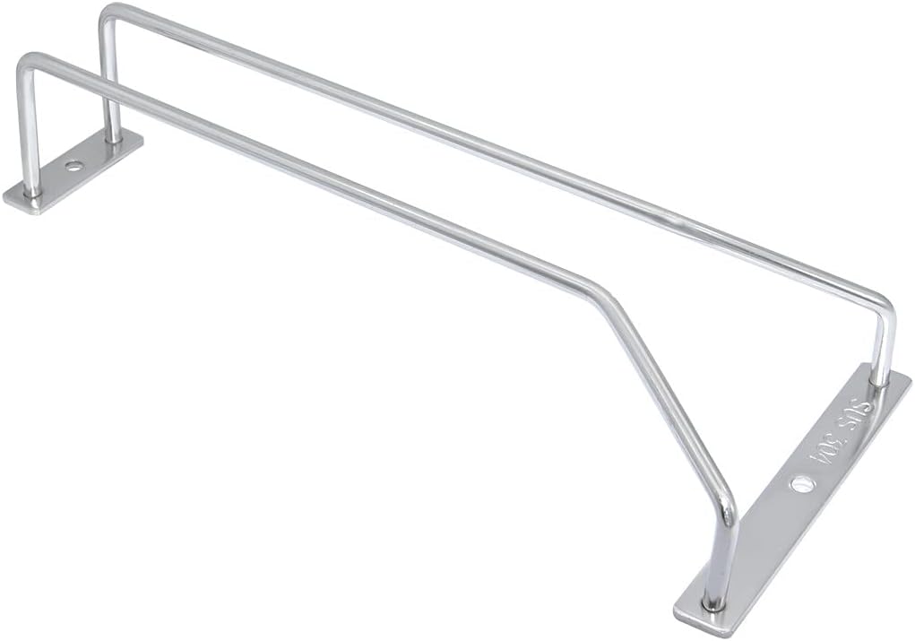 9.6-Inch Wine Glass Rack, Under Cabinet Wine Glass Holder Stainless Steel Stemware Rack - Hanging Stemware Holder for Cabinet Kitchen Bar (1 Rows, 2 Pack)