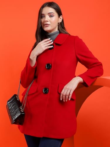 Image of KOTTY Womens Cotton Blend Standard Length Elegant Style Coat - Classic Style with Modern Detailing