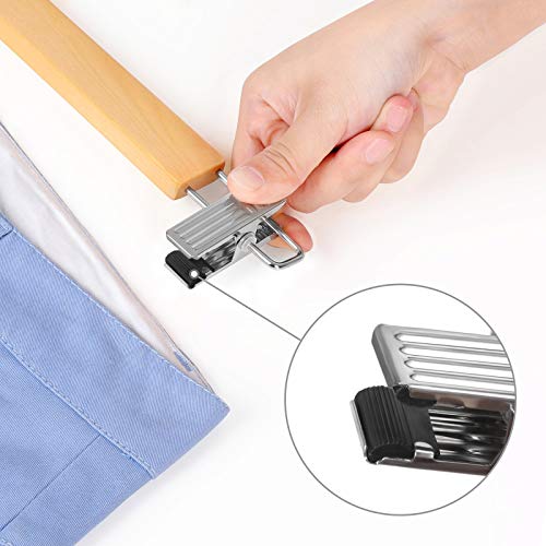 SONGMICS Hosenbügel, 8er Set, Rockbügel aus Holz, mit verstellbaren Clips, rutschfest, für Hosen, Shorts und Röcke, naturfarben CRW009N01