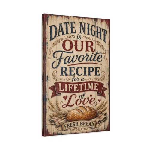 Toile Canvas Vintage Love Quote rouge et crème pour déco cuisine 50x75cm