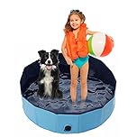 Foldable Dog Pool, Jsdoin Portable Dog Paddling Pool, Pet Kids Bath Pool Swimming Pool, Non-Slip PVC Kiddie Pool for Kids, Dog Cat Bathing Tub For Garden Patio Bathroom(80 * 20cm)