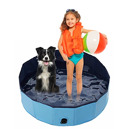 Jsdoin Piscina pieghevole per cani, portatile, piscina per bambini e animali domestici, in PVC antiscivolo, per bambini, vasca da bagno per cani e gatti, per giardino, patio, bagno (80 x 20 cm)