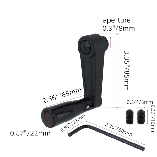 Image of 2 Set 3.35 Inch Nylon Crank Handle for Industrial Machine Tools | 8mm Round Hole, Foldable Rotatable Structure, Machinery, Construction, Furniture Repair, Woodworking Cutting