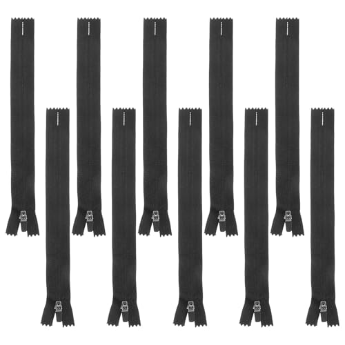 Cabilock 10 piezas Cremalleras de Nylon Negras para Coser Cierre con Cabezal de Resorte para Ropa Deportiva Pantalones y Faldas Cremallera Espiral Resistente para Confección y Accesorios