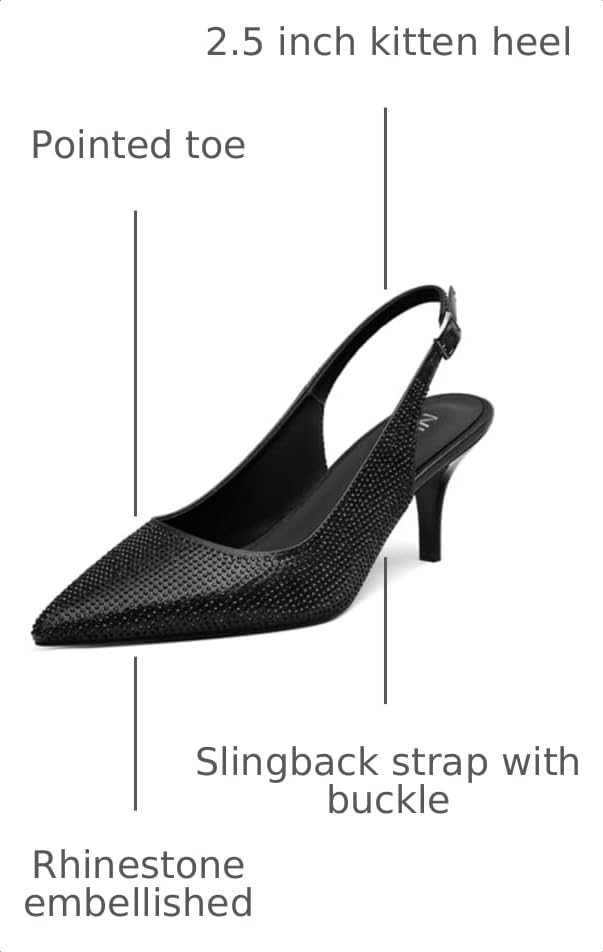 Image of NUMALEO Slingback Heels for Women Pointed Close Toe Kitten Heels Patent Pumps Dress Party Comfy Heeled Sandals Stiletto 2.5 Inch Dress Shoes