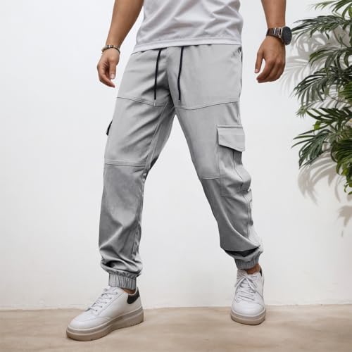 Pantalon de jogging uni en coton léger fini les textiles serrés - 3
