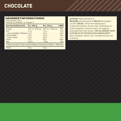 Optimum Nutrition Serious Mass 2025 Weight Gainer Powder, Chocolate Smaak, 2,66 kg, 8 Porties - Afbeelding 5
