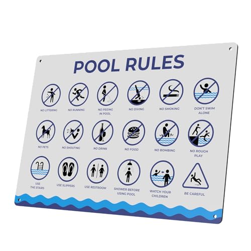 Panneau Pool Rules A4 haut de gamme rigide en aluminium de 3 mm avec impression UV - 2