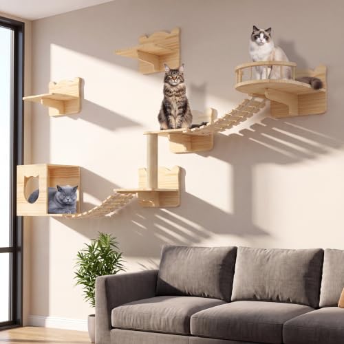 Cat Wall Shelves with Bridge