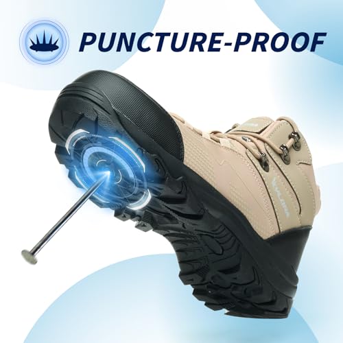 Image of Waterproof Steel Toe Boots for Men Wide Width Non Slip Work Boots Lightweight Slip Resistant Safety Shoes Indestructible Construction Composite Toe Sneakers