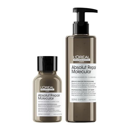 L'Oréal Professionnel Rinse-Off Serum mit gratis Shampoo in Reisegröße für strukturgeschädigtes Haar, Tiefenreparatur mit Peptidbondern & Aminosäuren, Serie Expert, Absolut Repair Molecular