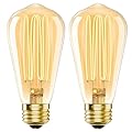 Owilukie E26 LED Bulb 6W Equivalent Edison Light Bulbs 60 watt, ST64 Vintage Edison Bulbs, Warm White 2200K Amber, Dimmable ST21 LED Light Bulb, AC120V, 400lm, CRI90, Pack of 2