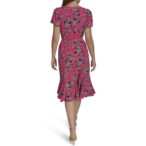 Image of Tommy Hilfiger Women's Short Sleeve Pleated Hem Rope Belt Midi Dress