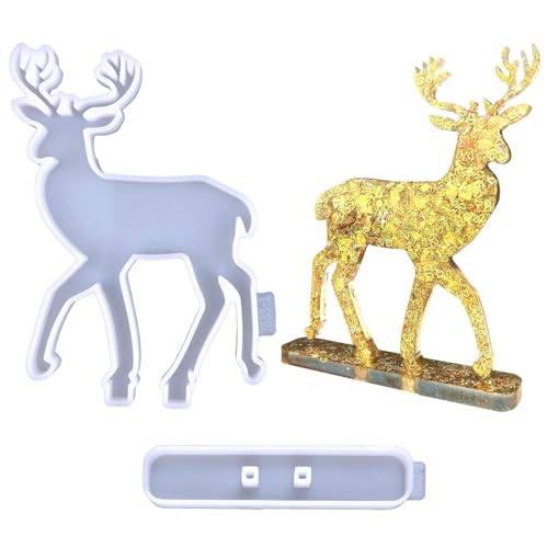 Molde de Silicona de de Navidad - Molde de Silicona con Reno para Manualidades de Resina | navideños de Bricolaje, llaveros, Colgantes, moldes de Bandeja epoxi, moldes de Resina
