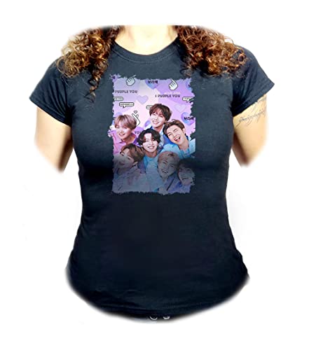 MERCHANDMANIA Camiseta Negra Mujer BTS Grupo Permission to Dance on Stage Oferta...