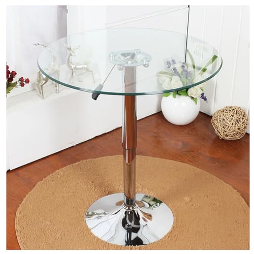 Mesa de comedor redonda de cristal de altura ajustable, mesa de bistró moderna de vidrio templado para 2-4 personas, diseño que ahorra espacio, perfecta para cocina y cafetería