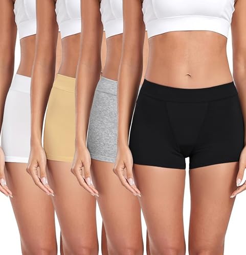 Ocexteur Panty Coton Cycliste Short Femme Culottes Boxer Shorty Legging Boxer Caleçon Lot de 4
