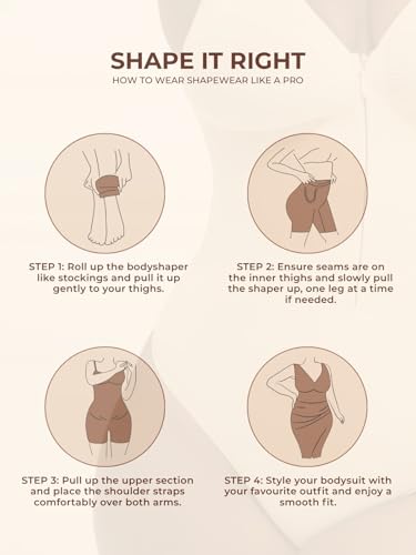 Image of UNDERNEAT Womens Seamless Mid-Thigh Bodysuit | Full Bodyshaper with Adjustable Straps | Made with Premium Airflow+ Fabric | Tummy and Thigh Control Shapewear | All Day Comfort Wear