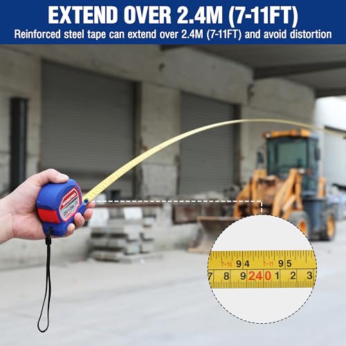 WORKPRO Tape Measure 8M 26FT, Retractable Professional Measuring Tape, Imperial and Metric Measurements with Metal Belt Clip